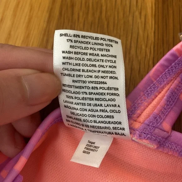 NWT Art Class Girls Pink and Purple Checkered One Piece Swimsuit Size XL - Picture 6 of 8